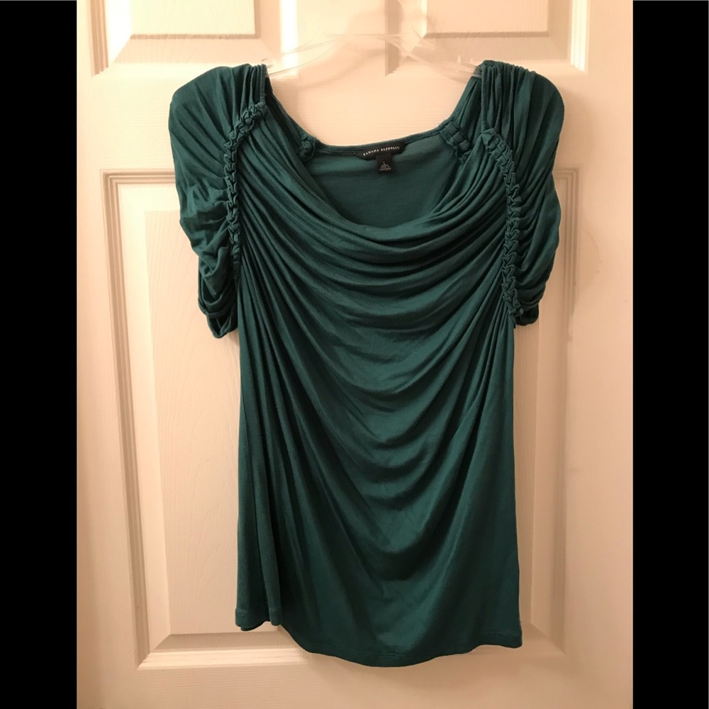 Banana Republic knit shirt size L dark teal/green